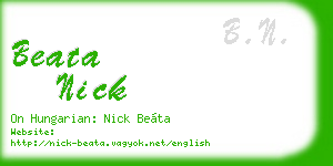 beata nick business card