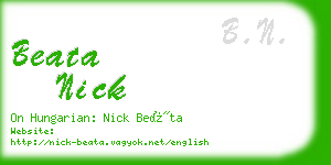 beata nick business card